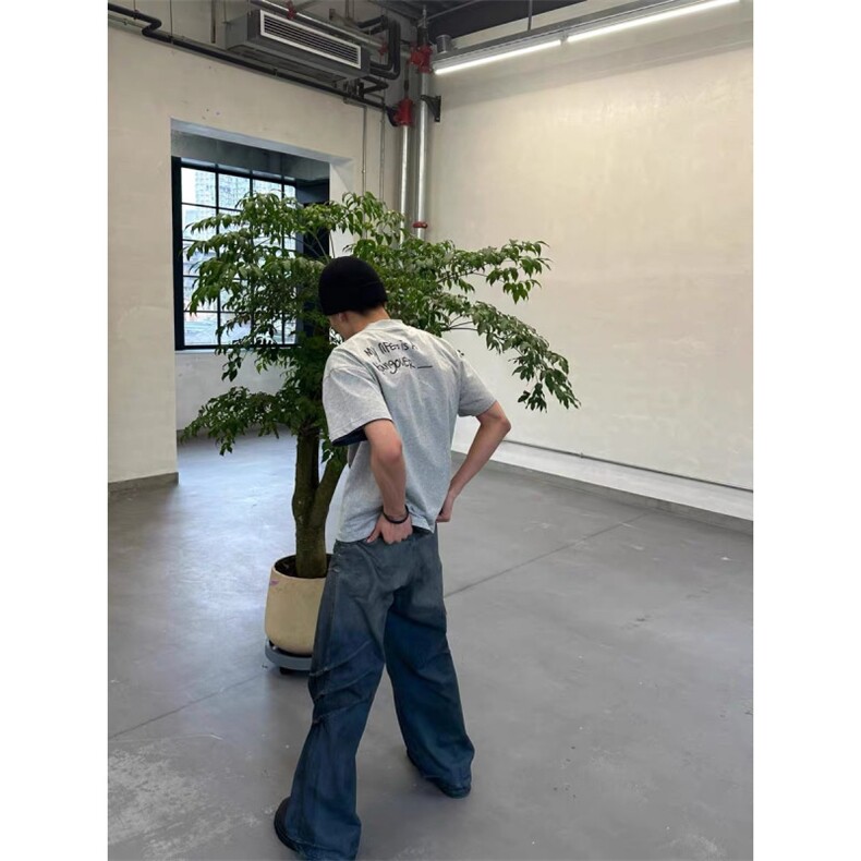 美式复古高街趣味卡通字母印花夏季宽松纯棉短袖t恤男女高街宽松,男装T恤,四季星座505