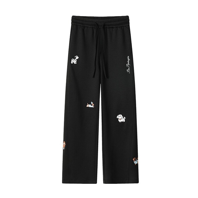 360g高克重曼巴棉腊肠小狗英文刺绣大码弯刀裤男K24037特P50控98,男装休闲裤,电商A001-1