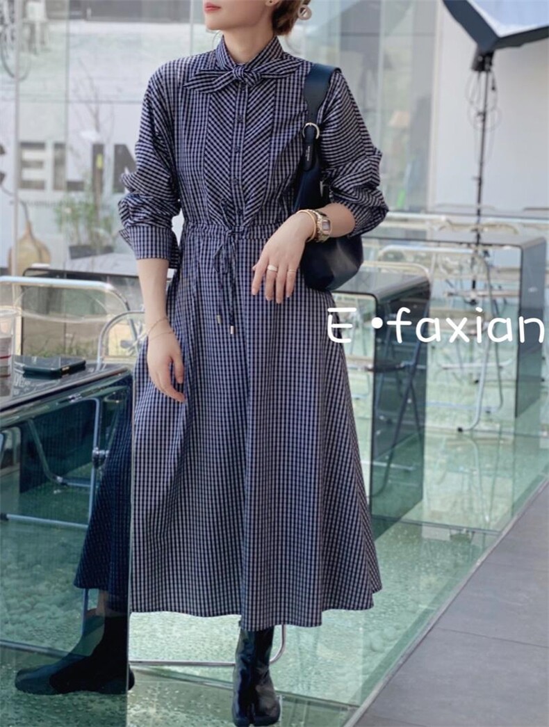 秋季新款收腰连衣裙，女装连衣裙，E.FAXIAN伊发现