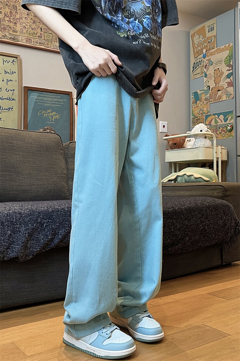 8XL-M特大码高级垂坠感休闲裤男薄款冰丝裤宽松直筒拖地裤K964P48,男装休闲裤,电商D206-1