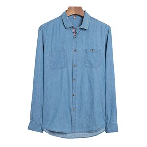 H5625钱塘2020-1秋冬精品男士牛仔百分百纯棉衬衣舒适P55图片