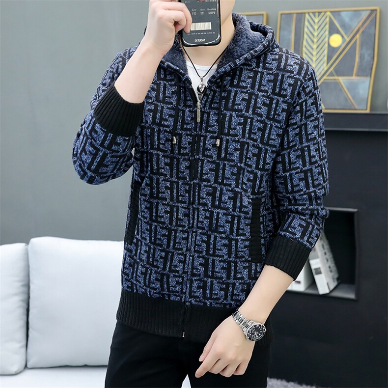 品质好秋冬季新款男士休闲连帽毛衣外套百搭加绒夹克8860-P40元,男装针织衫/毛衣,星座1706