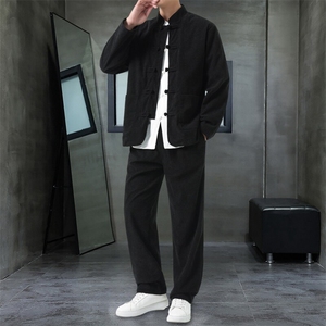 男士外套灯芯绒夹克套装盘扣立领风 XZ1512-2501套装-P110图片
