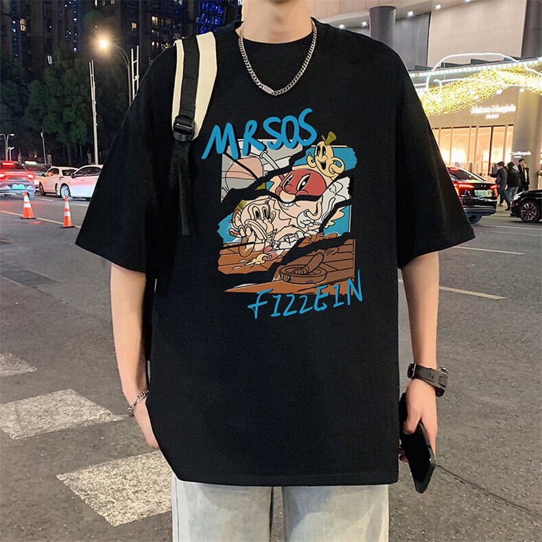 T851大码宽松纯棉运动圆领体恤衫oversize短袖T恤男重磅T,男装T恤,星座304A-1