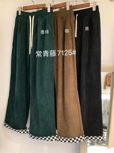灯芯绒阔腿长裤,其它,常青藤