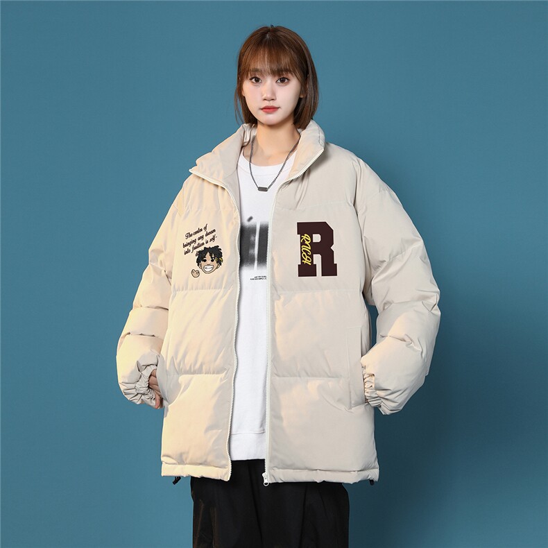 中性风新款冬季时尚百搭宽松字母印花棉服外套MY2049P85控118,男装棉衣,A247A