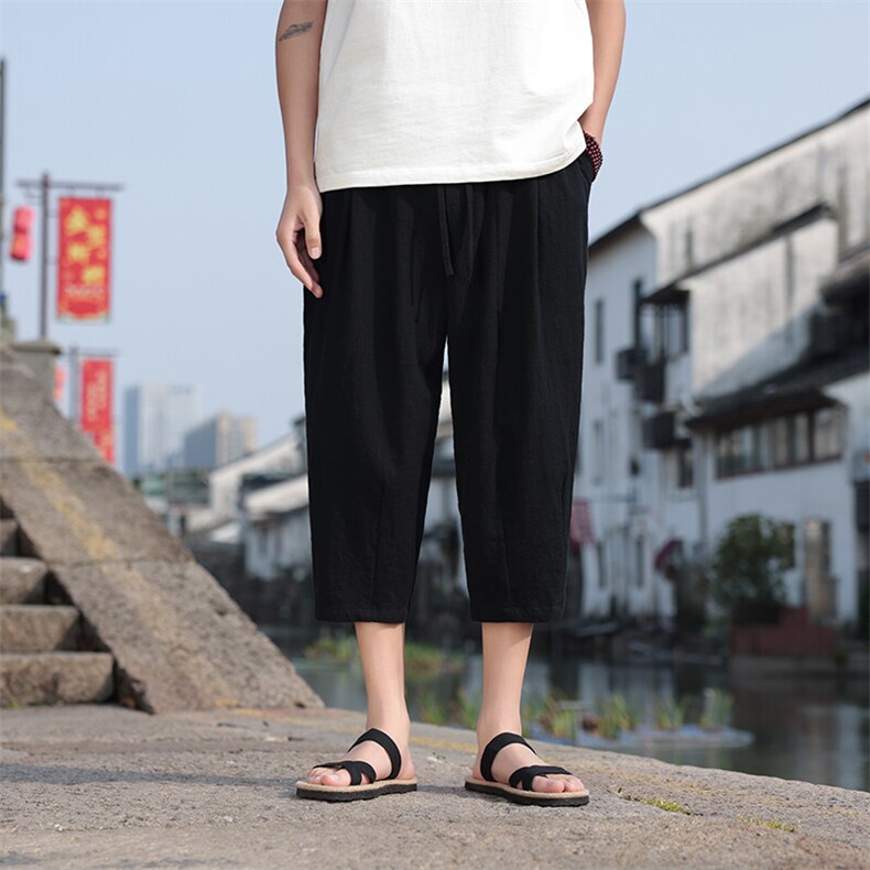风夏季休闲裤宽松透气男裤哈伦裤灯笼沙滩七分裤DK2507-P50图片