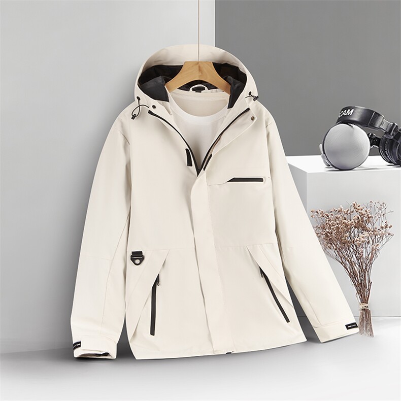 2025年秋季直筒型长袖舒适休闲时尚百搭通勤户外冲锋衣，女装短外套，宏恒