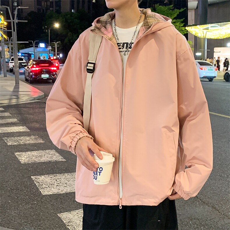 特批65春秋新款双面穿格子夹克外套男女同款连帽夹克外套JK2459,男装夹克,电商A128