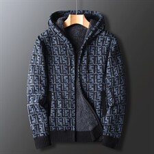 外贸秋冬季男士开衫毛衣加厚保暖线衣连帽加绒休闲针织毛衫C08P43,男装针织衫/毛衣,星座310B-1