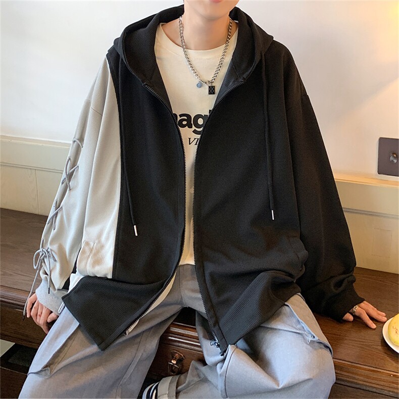 wassuphappy日系开衫卫衣男款秋冬季潮牌宽松青少年休闲连帽外套,女装短外套,电商B369（原A024）