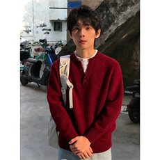 春秋新款慵懒风假两件V领卫衣男简约宽松百搭时尚休闲上衣打底衫，男装T恤，四季星座505