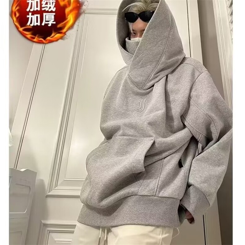 美式重磅高领卫衣男连帽冬季加绒宽松痞帅情侣休闲运动外套ins潮,女装短外套,星座506A