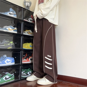 美式复古oversize直筒阔腿休闲裤潮牌设计感小众卫裤男 K7525-P42图片