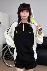 美式半拉链撞色速干衣女男款秋季户外运动长袖T恤骑行服羽毛球服，男装T恤，星座908-1
