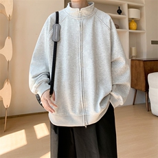 内景秋冬纯色立领开衫卫衣男潮流宽松运动外套WY00742/P45加绒P50，女装短外套，电商B316