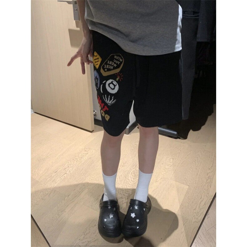 DK77LL-P40美式毛巾刺绣短裤男高级感痞帅五分裤,男装牛仔裤,星座1007（原301D）