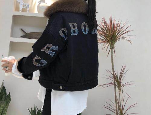 绣花牛仔外套加绒加大毛领，女装，衣生缘