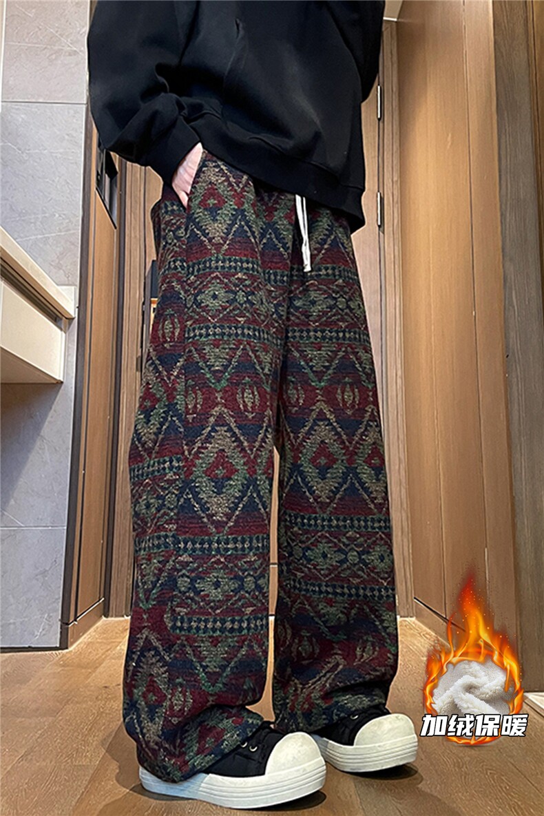 8XL-M羊羔绒裤子男冬季加绒加厚民族风重磅针织棉裤大码KZ023P78,男装民族服装,电商B312