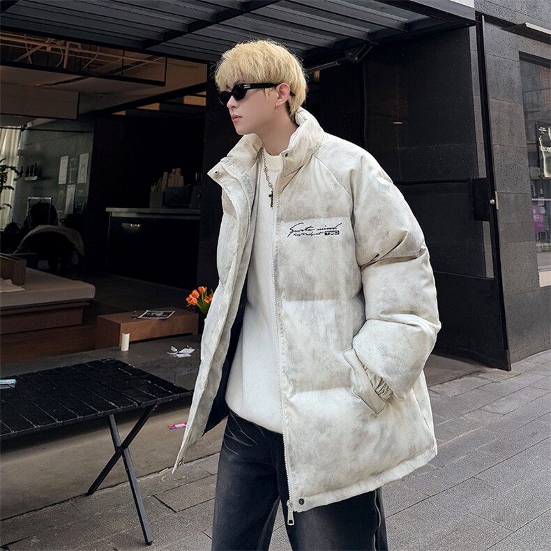 特p100控158冬立领机车棉服情侣棉衣面包扎染服墨染风外套男MY248图片