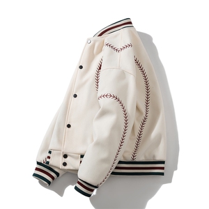 冬季新款美式复古棒球棉服运动休闲学院风毛呢 313B-GF059棉-P135图片