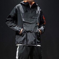 2020马切达秋季大码新日系男连帽运动套头宽松夹克外套J938-P65，男装夹克，电商A001