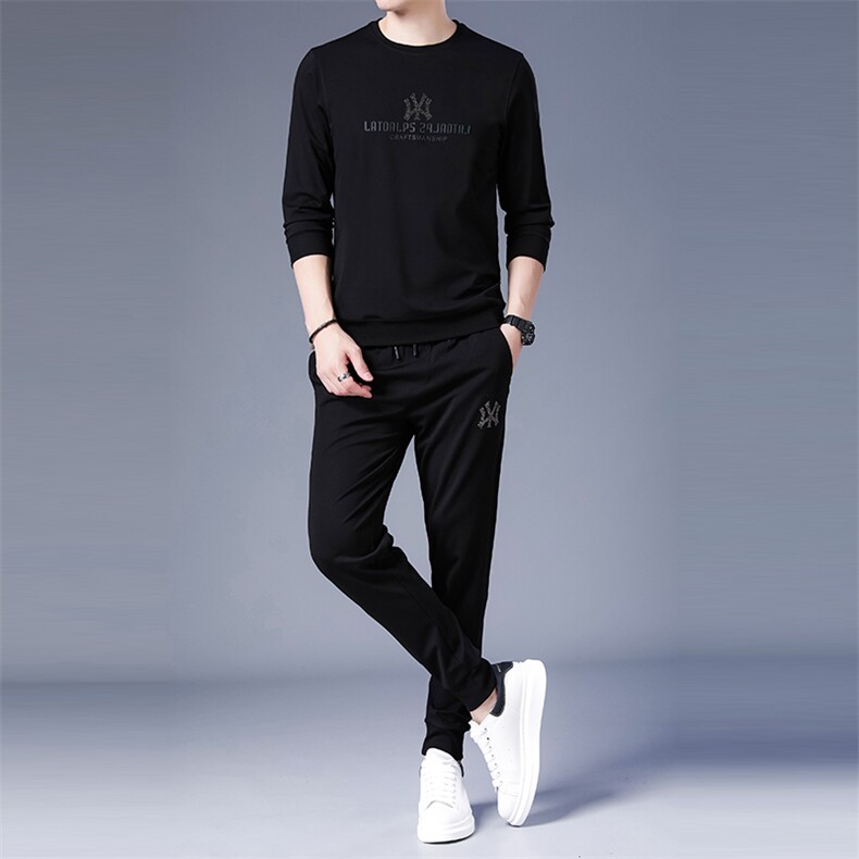 SA8297-2钱塘2020-2时尚休闲冬季厚款中青年男士帅气卫衣套装P137,男装休闲套装,钱塘207-2