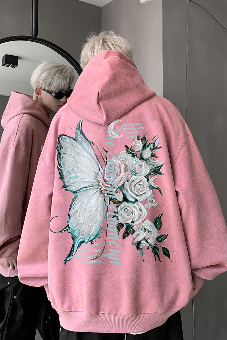 直播400克重磅加厚麂皮绒美式卫衣连帽印花大码XZ517A-BK22003,男装卫衣,星座517A
