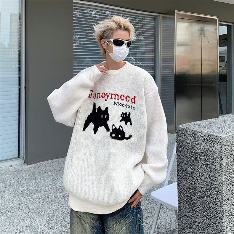 男生毛衣慵懒风oversize情侣穿搭秋冬圆领针织衫外套青年9184-p48图片