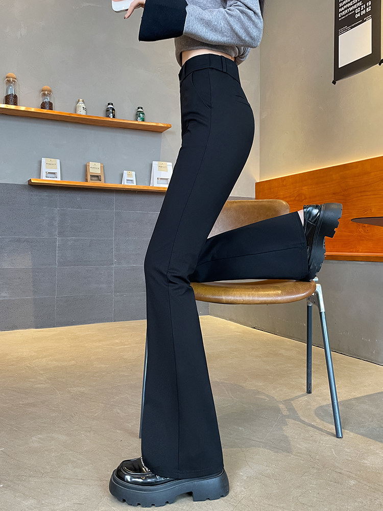黑色西装喇叭裤女秋冬2025新款高腰垂感显瘦修身休闲微喇裤,女装休闲裤,云美莎专业女裤-全店现货