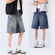 新款港风牛仔中裤男宽松直筒工装裤美式复古XZ201-K508P45，男装工装外套，星座201