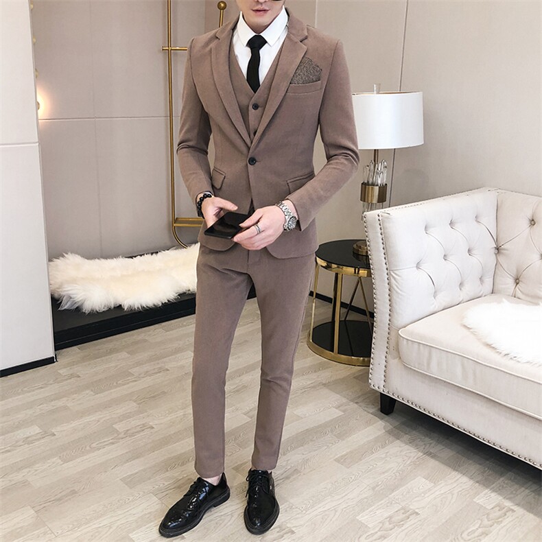20年春季新款商务休闲婚礼礼服马甲西服西裤三件套A,男装西服套装,星座406