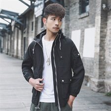 2021外景秋季新日系纯色大码连帽外套工装夹克男J959-P85，男装夹克，电商A001