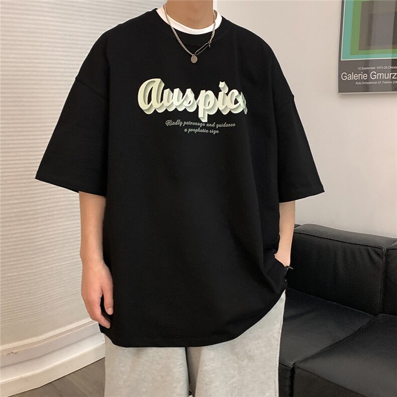 抖音现货供应2023新款260克纯棉白墨立体印花A158-T69-P28控48,男装T恤,电商A158