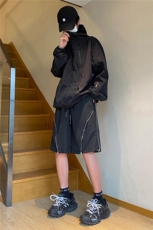 美式高街夏季新款休闲裤拉链小众设计五分裤B315-K23233-p50控68，男装休闲裤，电商B315