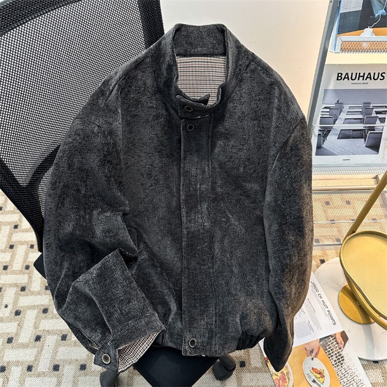美式铜氨触感哈灵顿夹克男春秋树纹肌理千鸟格内里外套HH8564P77,男装夹克,星座1013-5