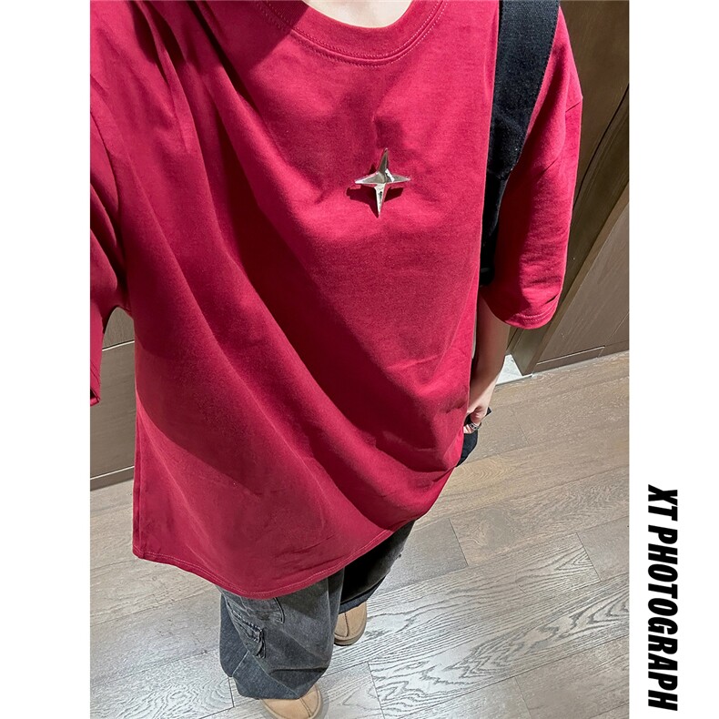 1中性风可拆卸四芒星装饰多色大码潮流短袖T恤男DT77783P16块特价，男装T恤，星座226-2