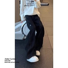 美式潮牌明线垂感牛仔裤男秋季新款复古阔腿裤高街百搭设计感长裤，男装牛仔裤，四季星座505