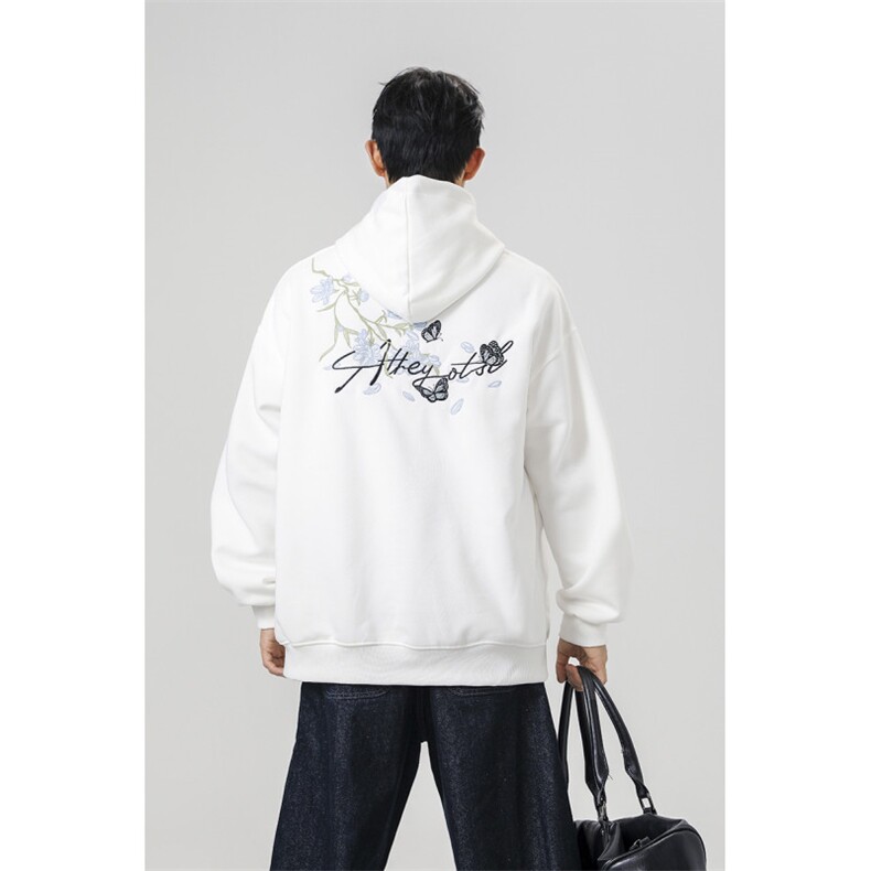 万针刺绣结构设计重磅秋冬全棉高品质美式高街连帽卫衣外套 Y7722图片