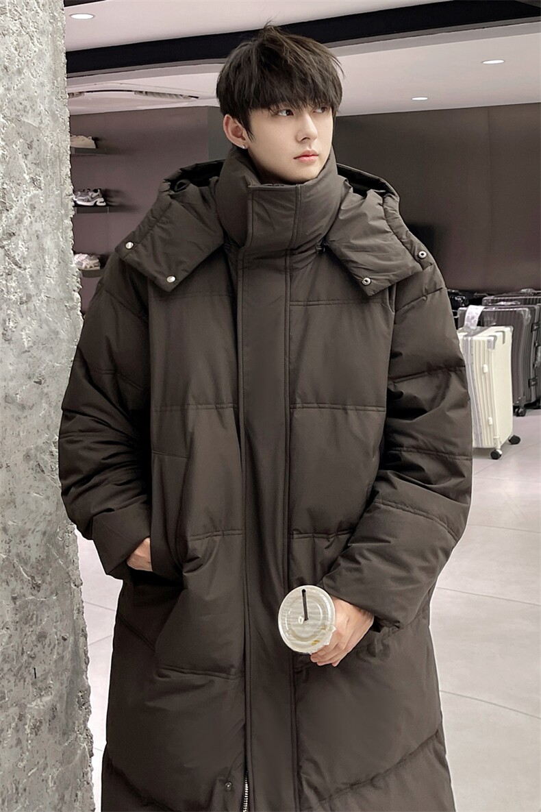 羽绒服男冬季港风宽松连帽长款白鸭绒外套YR926-P205（控价258,男装羽绒服,星座214-3