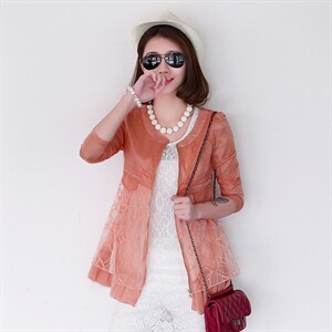 时尚轻薄防晒衣女夏季新款蕾丝拼接长袖外套百搭显瘦防紫外线开衫,女装防晒衣,凯瑟曼