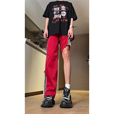 现货夏季速干巴黎神裤撞色拼接条纹休闲运动长裤男K650-P45控68，女装休闲裤，星座205-5