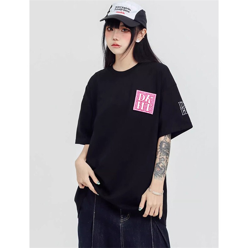 万针全刺绣工艺抖音得物高品质260克重磅纯棉双纱美式高街短袖T恤,男装T恤,电商A486