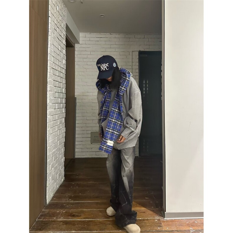 【有货】假两件格子拼接卫衣男款设计感连帽开衫外套JL97HH-特P68,男装卫衣,星座1007（原301D）