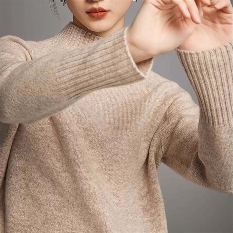 半高领打底衫女2024秋装新款气质针织衫,女装羊毛衫,泰沅羊绒