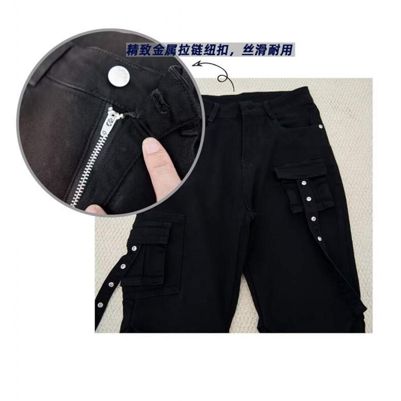美式复古hiphop重工多口袋嘻哈街头高街喇叭牛仔裤K7152-P50网图,男装牛仔裤,电商B245