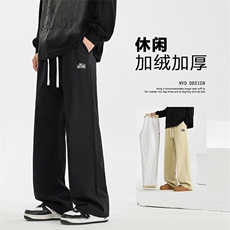加绒加厚冬季直筒休闲潮牌阔腿裤保暖长裤K630特批38加绒特批46，男装休闲裤，星座718-1