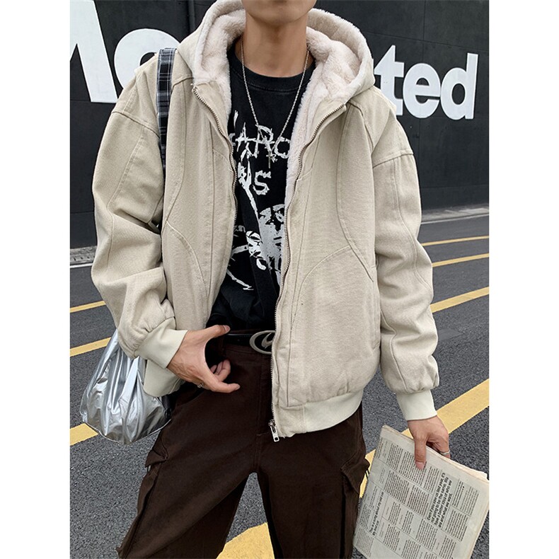 美式短款棉服外套秋冬季连帽休闲棉衣图片