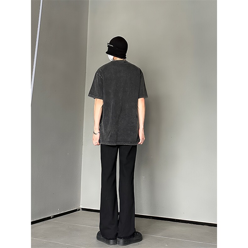 B221美式ins高街暗黑小众修身毛边微喇牛仔裤LK23004-P55控78,男装牛仔裤,电商B221