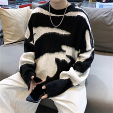 美式扎染毛衣男ins潮宽松慵懒风情侣复古针织衫外套潮牌M5022-P45，男装针织衫/毛衣，星座1008-2